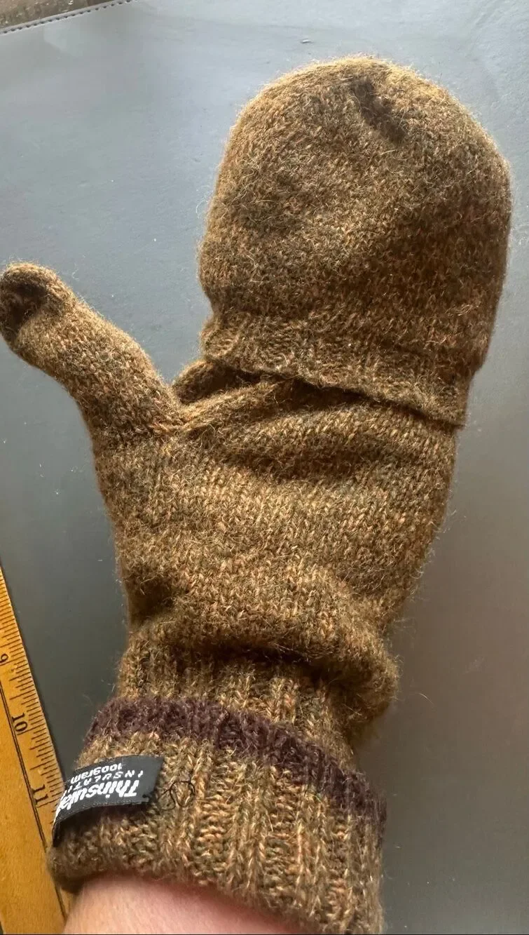 Thinsulate Insulated wool mittens/fingerless gloves in brown